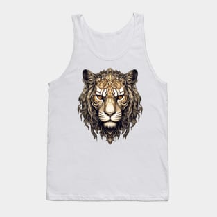 Golden tribal tiger face Tank Top